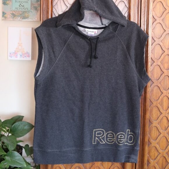REEBOK Studio Training Sleveless Hoodie Style# REW174TS07002 - Heather Black, M - Picture 2 of 16